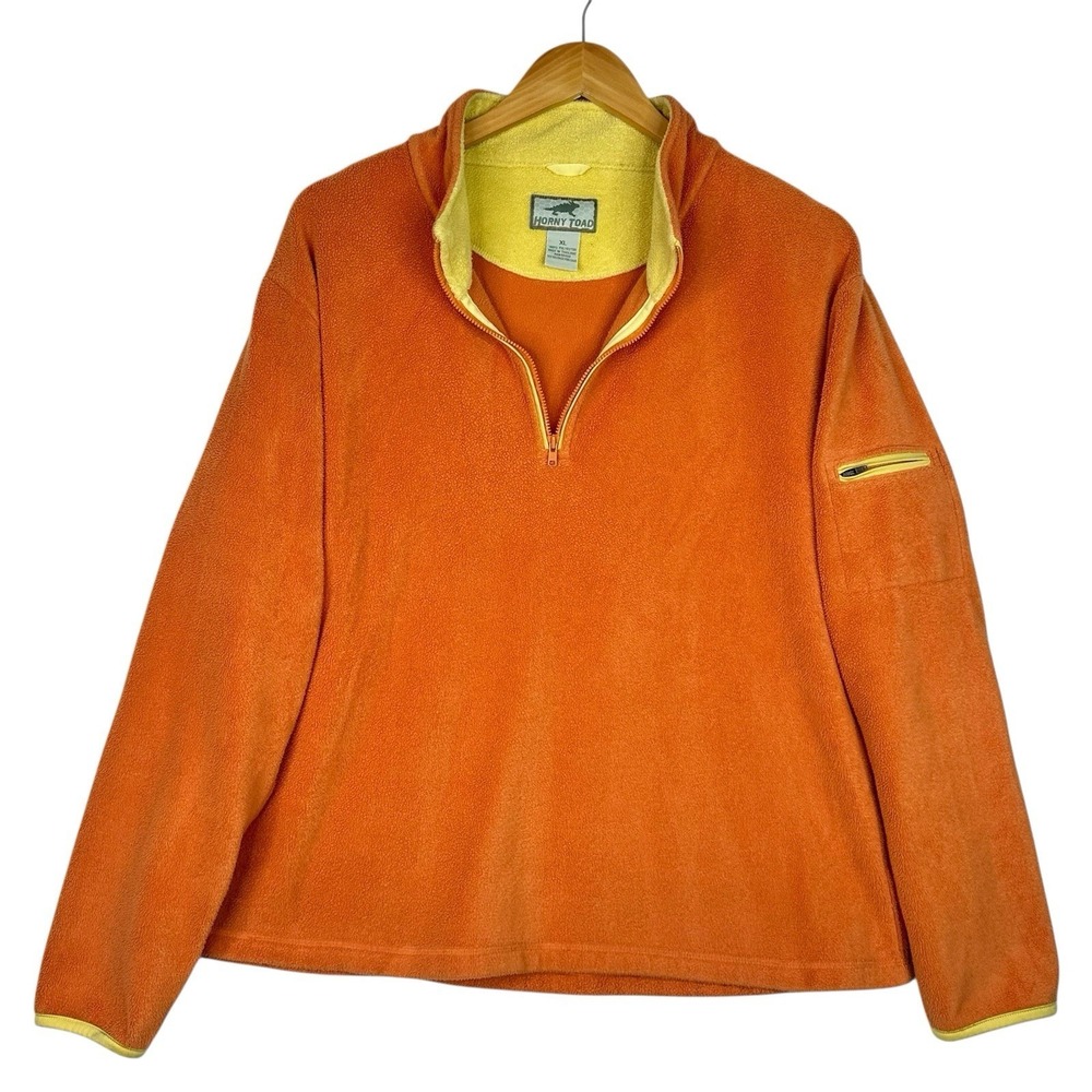 Horny Toad Quarter Zip Fleece Pullover Orange Yellow XL Womens Outdoor Hiking